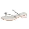 Französische Pantoletten mit dickem Absatz für Damen zum Tragen 2025 Sommer neue Mode Strass coole Pantoletten vielseitige Zehen Römersandalen