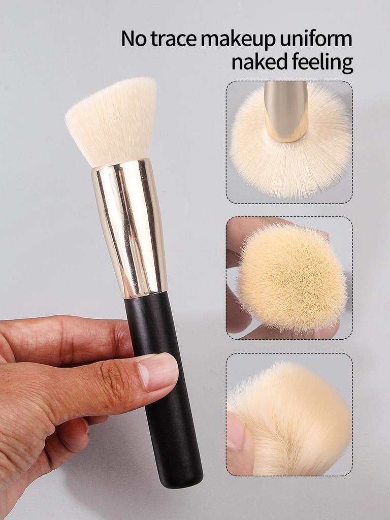 3PCS Slanted Soft Bristle Contoured Brush, Foundation Brush, Loose Powder, Blush Special Makeup Brush Tool for Hand Refreshing