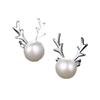 Silberne Perlenstecker - Weihnachtliche Rentiergeweihe, Koreanischer Modestil