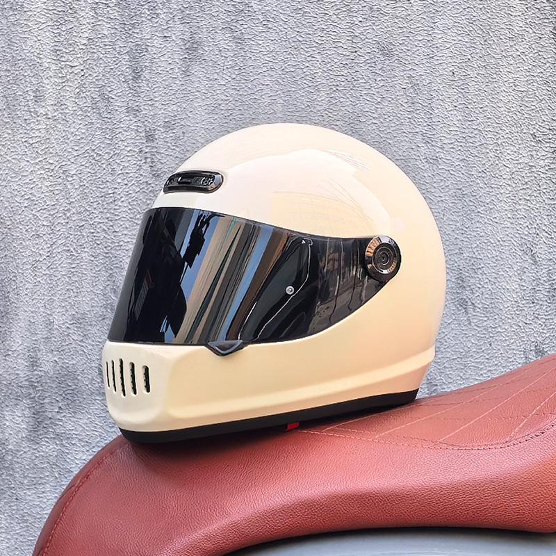 Motorcycle Retro Full Helmet Men's Winter Personality Cool Women's National Tide Race Cruise Retro Car Helmet Universal In All Seasons