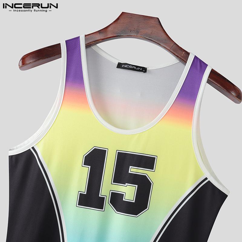 INCERUN Pánské bez rukávů Prošívané Potisk písmen Přechodové Skinny Body Jumpsuity Pyžama