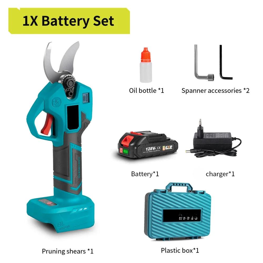 30mm 4 Gears Brushless Electric Pruner Shear Adjustable Cordless Electric Scissors Garden Bonsai Trimming Power Tools