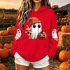 Women's Fashion Casual Long Sleeve Loose Fit Halloween Print Hooded Pullover Sweatshirt