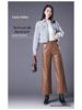 Women's High Waist Sheepskin Straight Leg Leather Pants - Slimming Nine-Point Wide Leg (Autumn/Winter 2025 Collection)