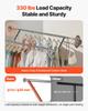 Clothes Rack, Rolling Clothing Garment Rack with 2 Hanging Rods and Storage Basket, 150 kg Load Capacity, Extendable Carbon Steel Clothing Racks with