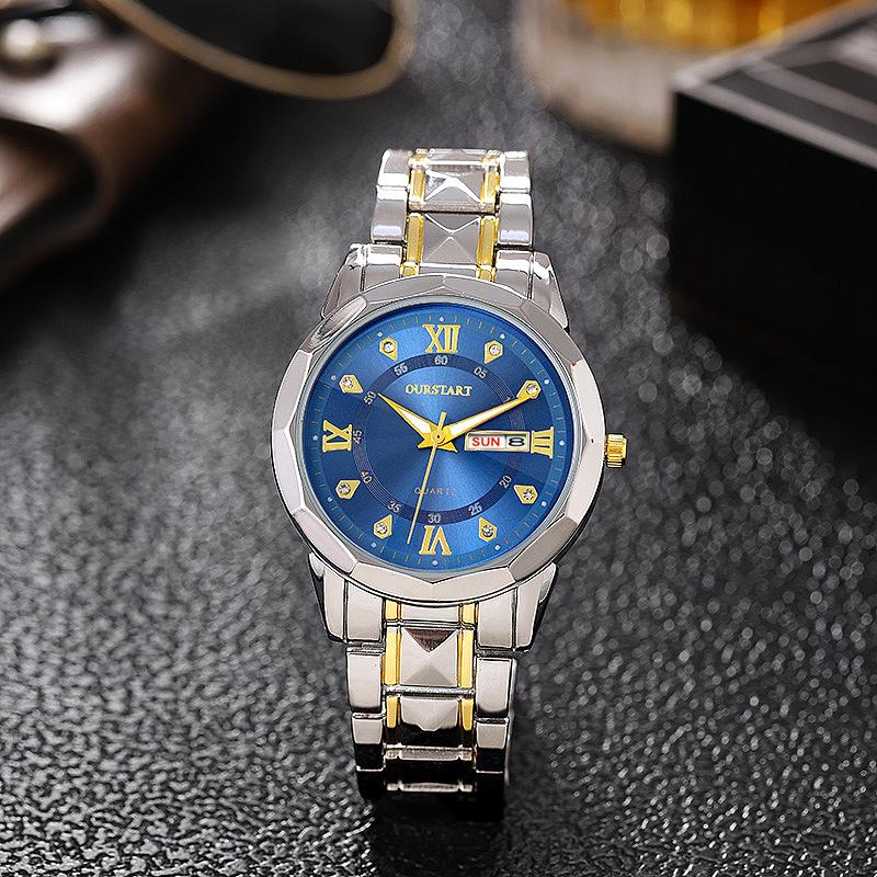 New Watch Men's Premium Men's Watch Alloy Steel Belt Quartz Luminous Calendar Men's Watch