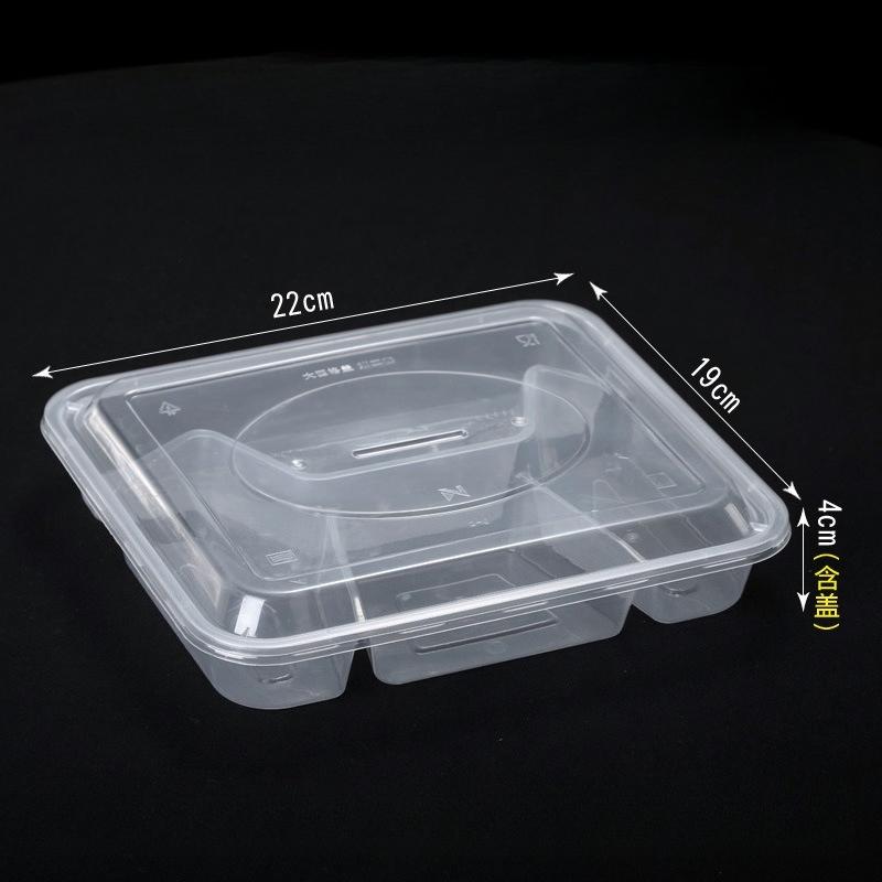 Einweg-Lebensmittelbehälter mit 4 Fächern Takeaway-Mittagessenbox Bento Meal Prep Behälter Lebensmittelqualität