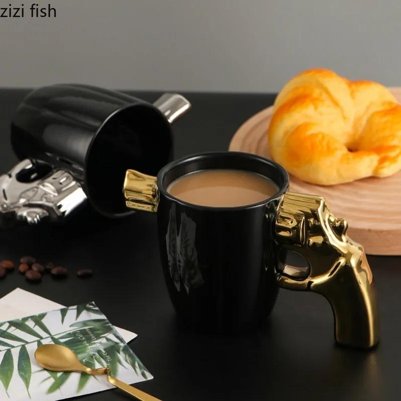 Creative Pistol Ceramic Mug Coffee Cup Couple Water Glasses Milk Tea Cups Breakfast Cup Afternoon Tea Cups Milk Mugs Tea Mugs