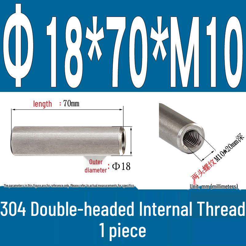 Stainless Steel 304 Double-Ended Threaded Cylindrical Guide Pin with Dual-End Holes