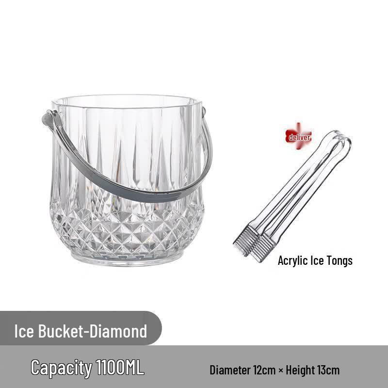 ZISIZ Transparent Plastic Ice Bucket with Handle