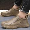 Fashion New Men's Leather Shoes Ankle Boots Casual Leather Loafers Zipper Comfortable Formal Flat Fashion White Shoes Driving Moccasins