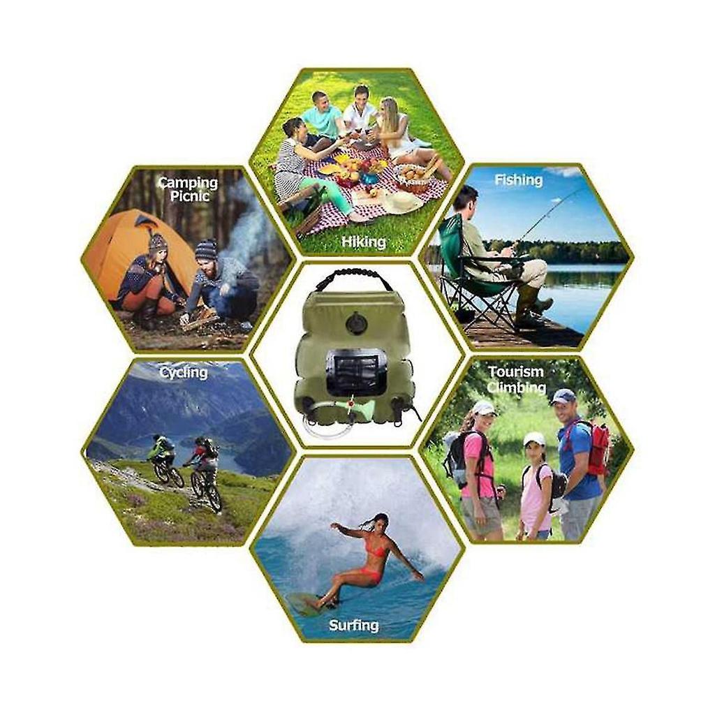 Outdoor Solar Bag Portable Shower Bag 20l Camping Bath Water Bag 19.7x18.5cm