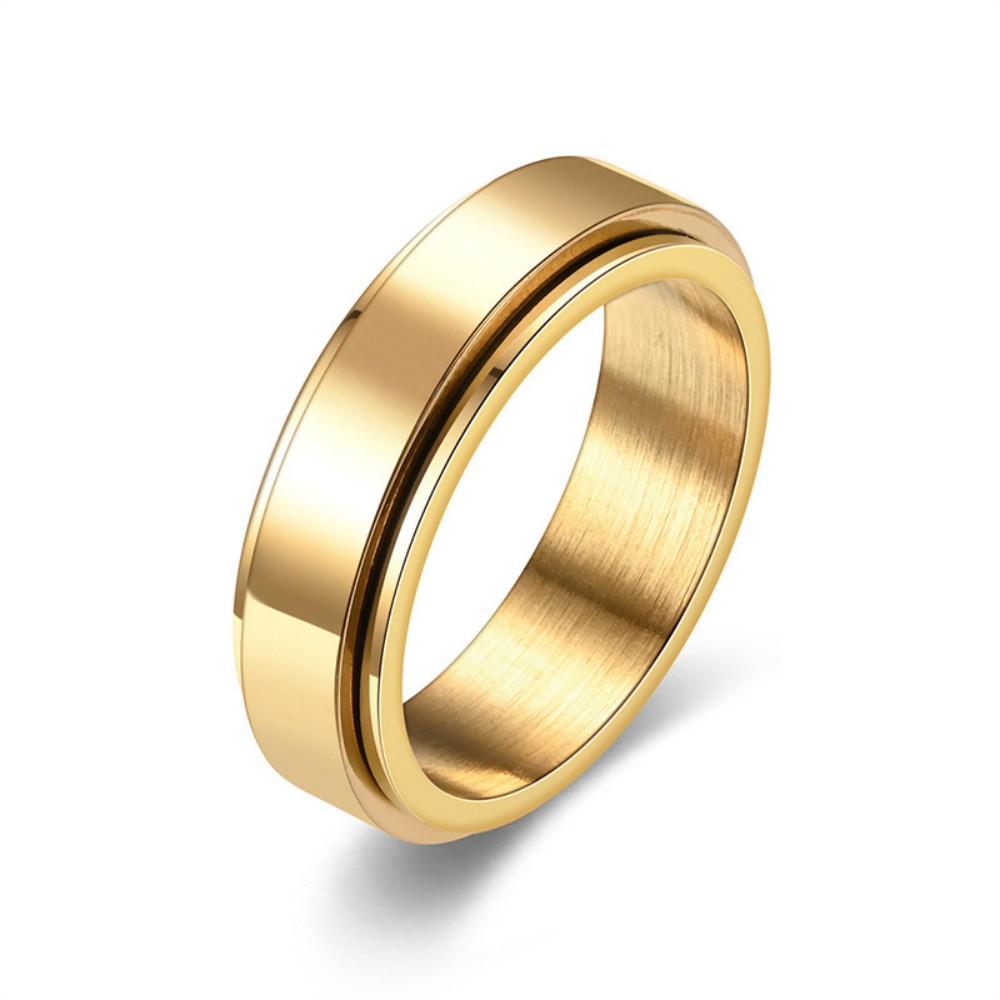 Angst Fidget Spinner Edelstahl Schwarze Ringe Einfacher Titanstahlring für Männer Frauen Hohe Qualität Anti-Stress-Schmuck
