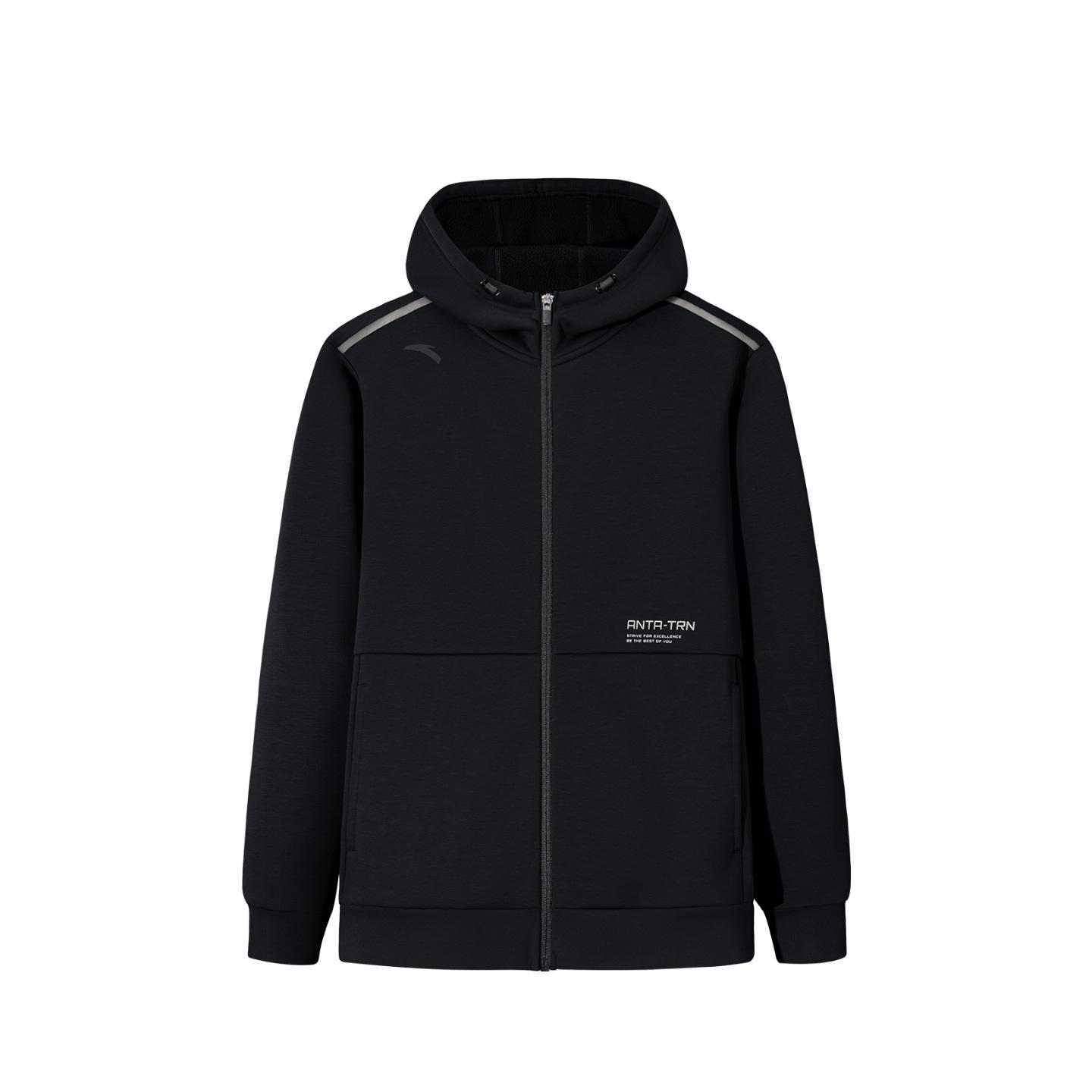 Anta Men s Black Knit Windproof Hooded Sports Jacket 952547701-4 S