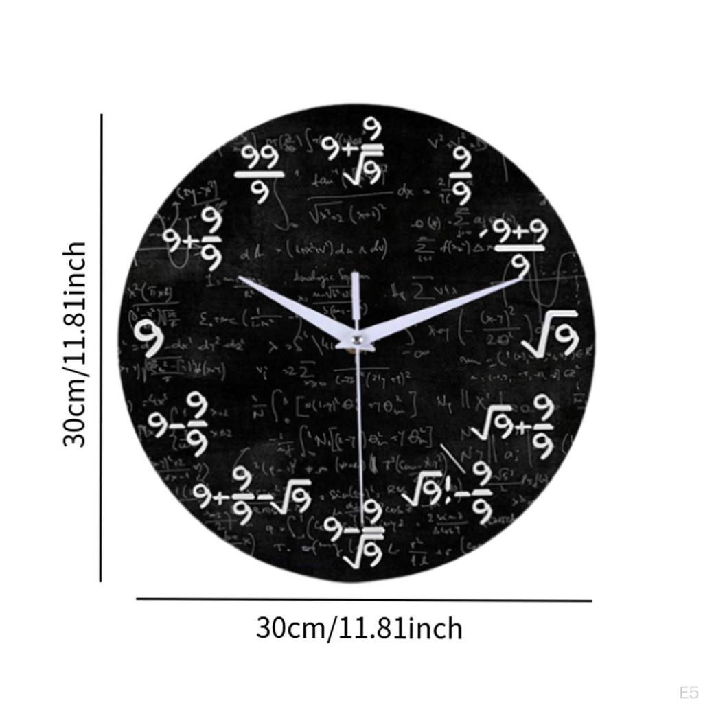 Math Wall Clock Decorative Creative, Practical Home Decor, Round Modern Silent Hanging