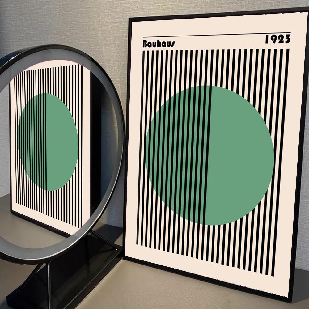 1 pièce Bauhaus Couleur Verte Lignes Moderne Affiche Auto-adhésive Art Papier Imperméable Autocollant Maison de Café Bar Chambre Décoration Murale 21X30CMNo Framed blue
