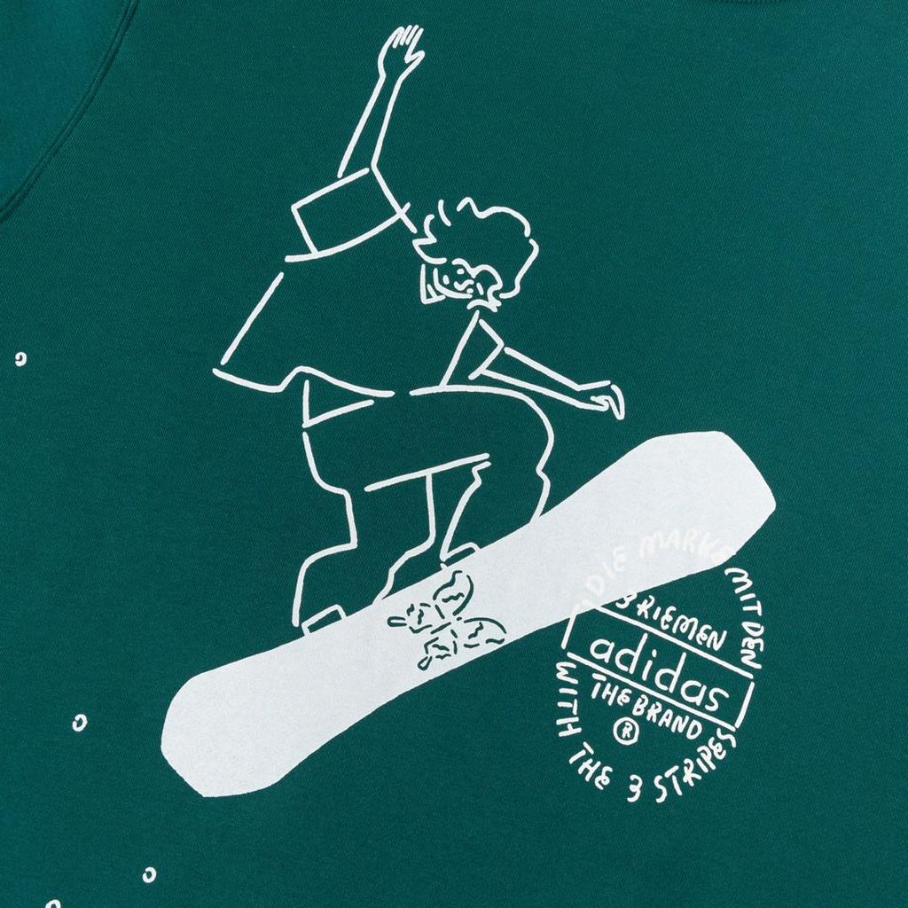 Adidas Originals Clover X Chang Csun X Su Yi Ming Triple Collaboration Series Comic Skateboard Print Sport Pullover Hoodie Men Tops Green IK4314