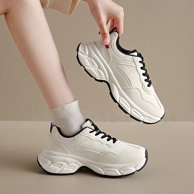 Red Thick-soled Heightening Dad Shoes Women's 2025 New Spring Small Versatile Sports Shoes Casual Little White Shoes