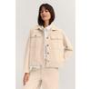 Jaqueta feminina jeans Loose Fit com colarinho de camisa (54871157) bege/branco