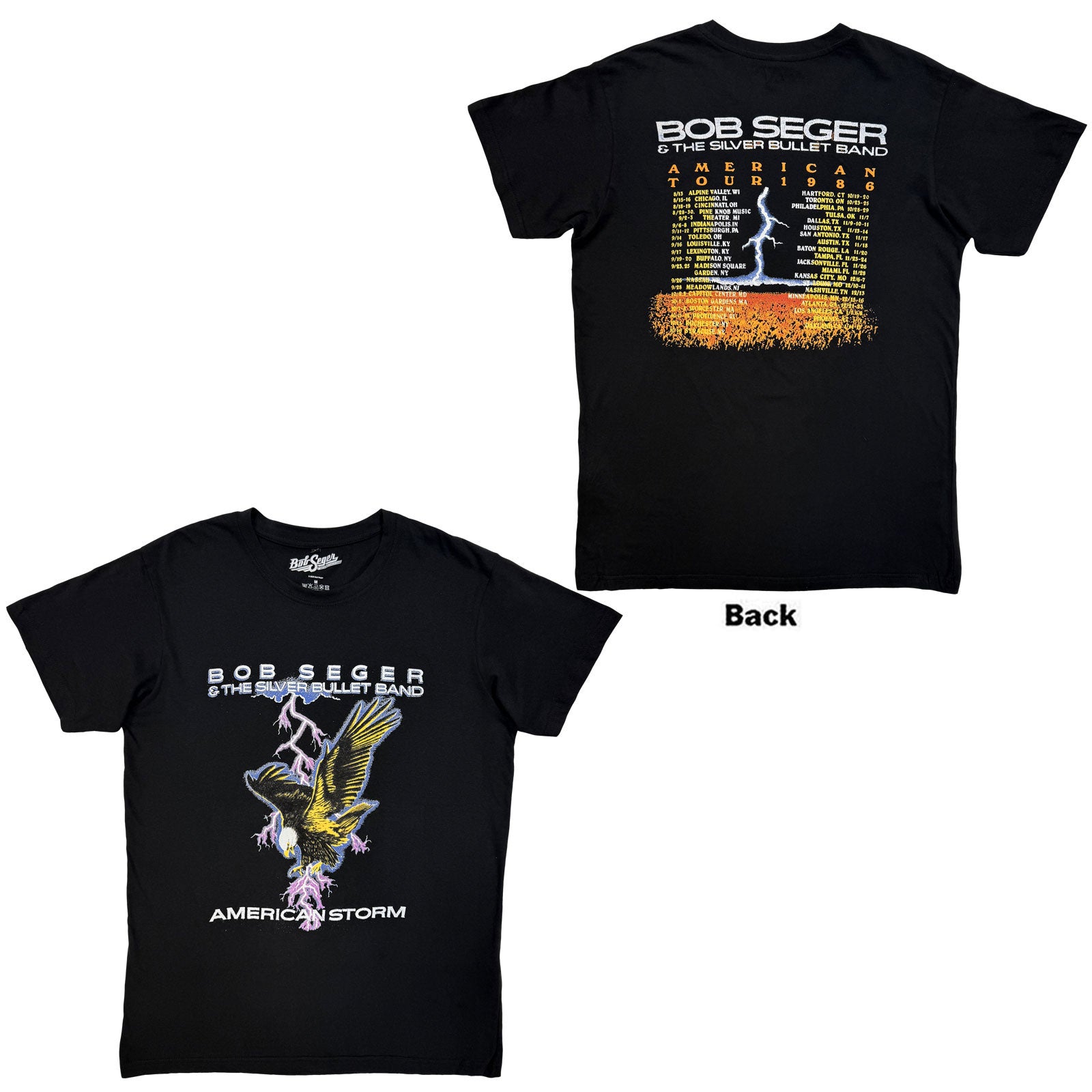 Bob Seger The Silver Bullet Band Carbon TShirt American Storm Black Back XL