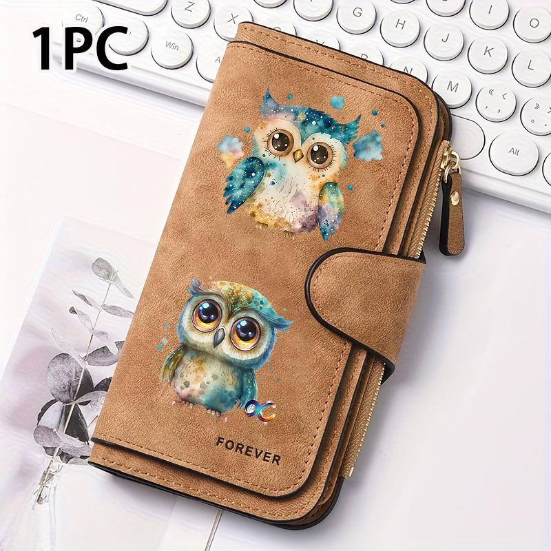 Cute Owl Women Long Wallet Multifunctional Portable Snap Coin Purse Birthday Gift Daily Commute Owl Lover Choice Playful Design Holiday Present