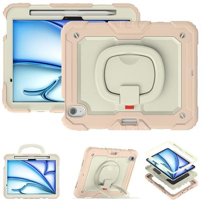 Für iPad Air 11 (2025)/(2024) Hülle Handgriff Ständer Stifthalter PC+Silikon Tablet-Hülle mit Riemen