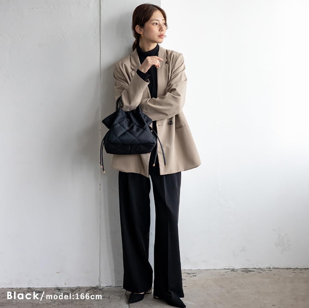 VITAFELICE Damen Handtasche mit Kordelzug, 2-Wege (NSB-30387Z) (Schwarz)