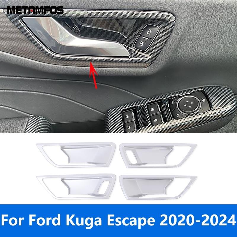Interior Door Handle Bowl Cover Trim Sticker For Ford Kuga Escape     2024 Carbon Fiber Accessories Car Styling