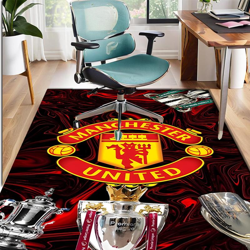 Football United F.C Pattern Rug, Indoor/Outdoor Mat, for Picnic, Gameroom, Bedroom, Office, Living Room, Home Decor Carpet, Birthday Gift