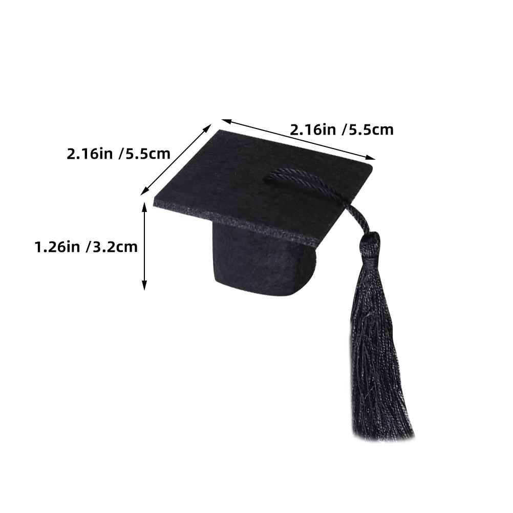 12pcs Mini Graduation Cap Bottle Toppers Caps Beverage Covers Party Hats Tassel Doctor Hat Decorations