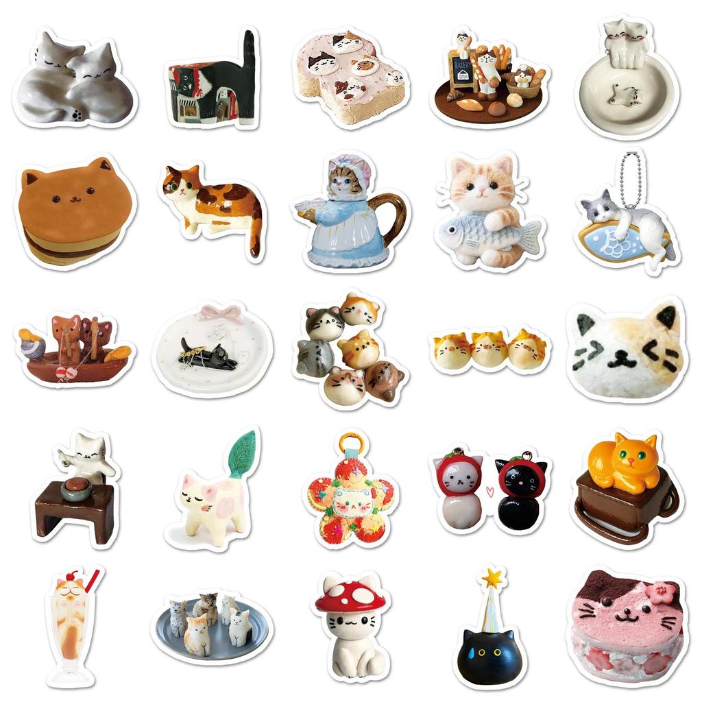 50 Cute Cat and Animal Stickers for Journals, Water Bottles, Laptops