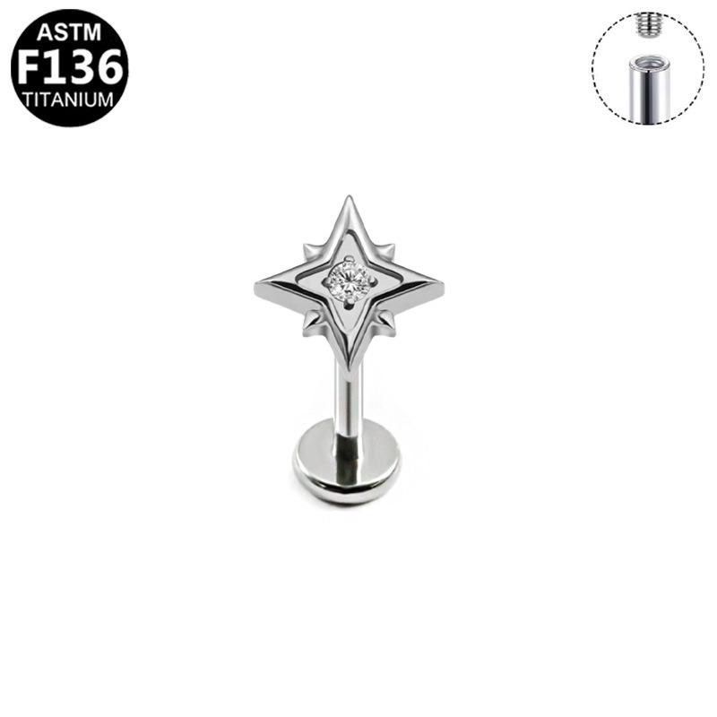 G23 Titanium Flower Lip Stud Piercing Jewelry – Internal Thread Earring Ornament