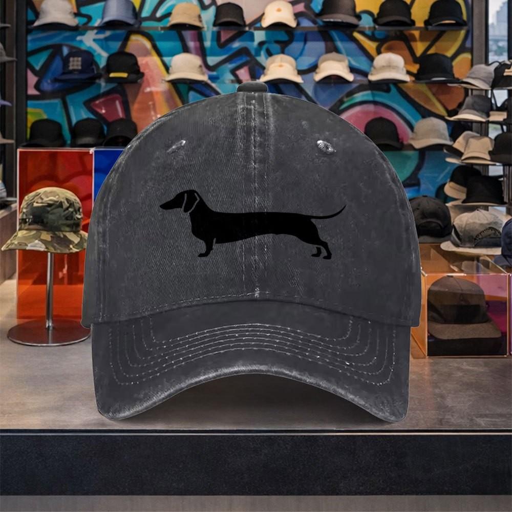 Dachshund Silhouette Baseball Cap Washed Cotton Adjustable Casual Curved Brim Hat for Unisex
