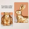 2Pcs Easter Bunny Ornament Carved Golden Rabbit Resin Figurine Animal Statue Home Office Holiday Party
