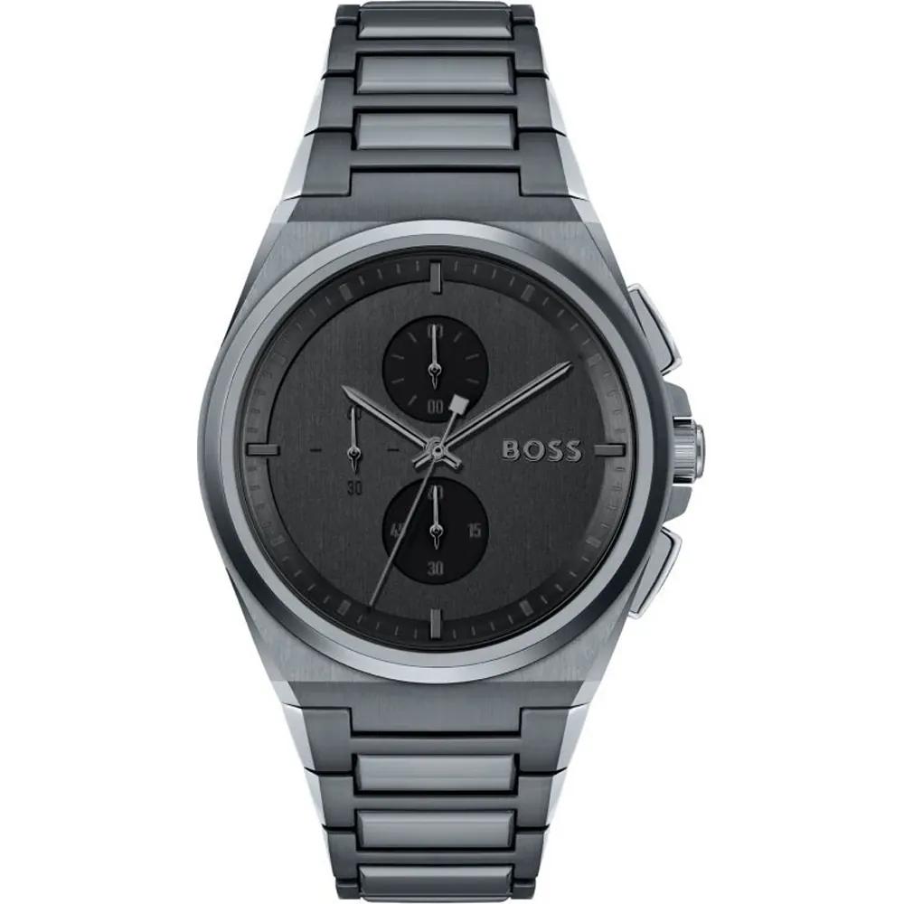 BOSS Steer Black Dial Grey Stainless Steel Bracelet Men s Quartz Watch 1513996 чёрный