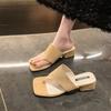 Niche Design Slope Heel Flip-flops Shoes Women Wear Summer New Silver High-heeled Sandals