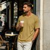 Herren Freizeit Hemd mit V-Ausschnitt, Leicht, Atmungsaktiv, Kurzen Ärmeln, Brusttasche, Weichem Stoff, Bequemer Passform, Sommer Top