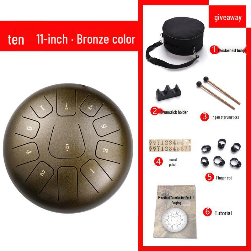 6-inch 11-tone Ethereal Steel Tongue Drum - Beginner to Professional Instrument for Kids & Adults