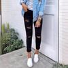 High Waist Slim Fit Black Women's Elastic Jeans
