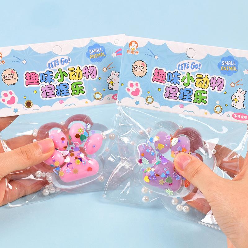 Cute Colorful Glitter Transparent Squishy Cat Paw Stress Relief Decompression Toys Slow Rebound Squeeze Toy For Kids Adult Gift
