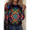 Fall/Winter Daily Women's Casual Top 3D Flower Print Women's Long-Sleeved T-Shirt Street Urban Fashion T-Shirt