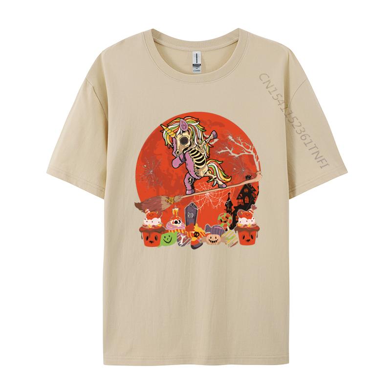 Halloween Unicorn Costume Skeleton Tshirt Pure Cotton High Street Tops T Shirt Casual Tee Shirts Man