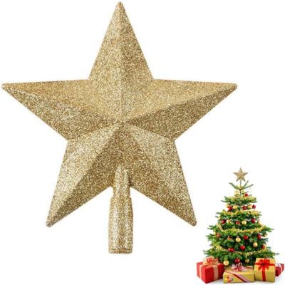 1PC 15/20/25/30CM Christmas Tree Top Decoration Pendant with Five Pointed Star Sparkling Pink Tree Top Decoration