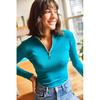 Dame Ecru rullekraveglidelås lycra bluse