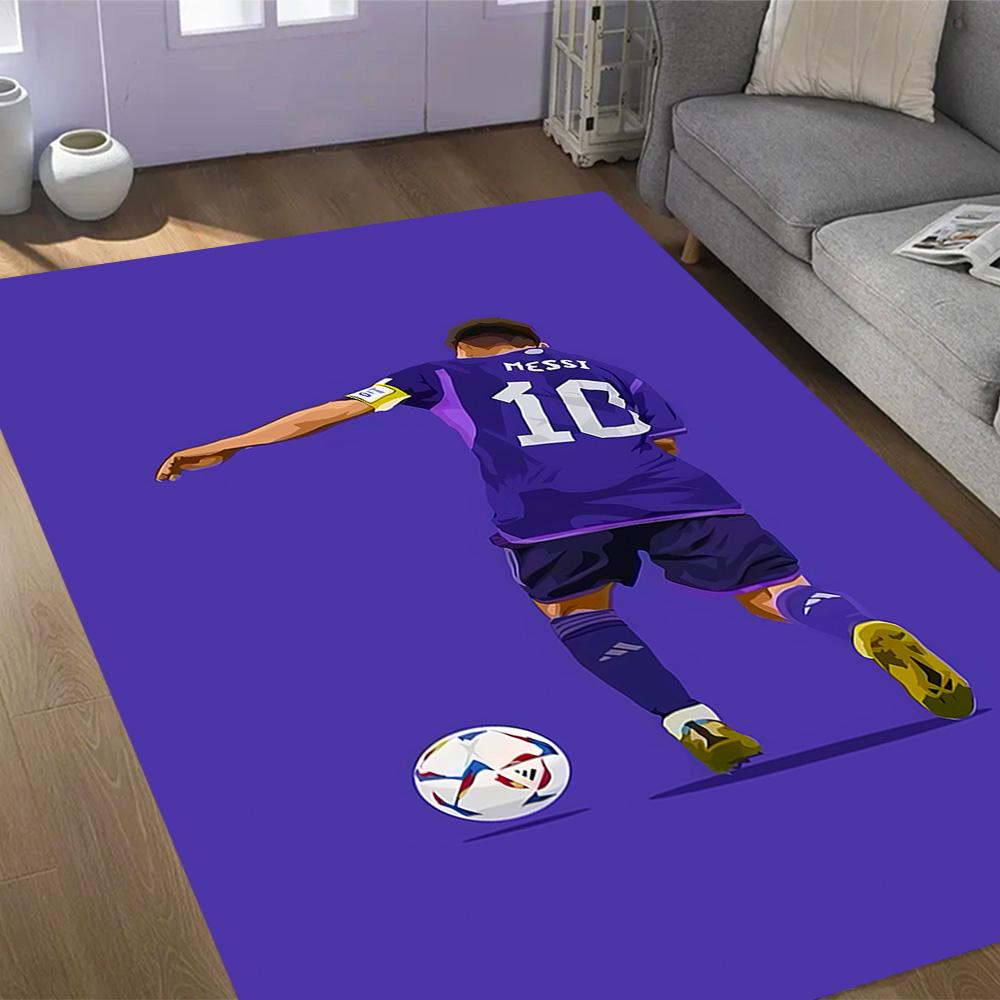 Messi palikimas futbolo tematikos neslystančiuose kilimėliuose - Poliesterio namų dekoras, tinkamas miegamiesiems, svetainėms, prieškambariams, studijoms ir dekoracijoms