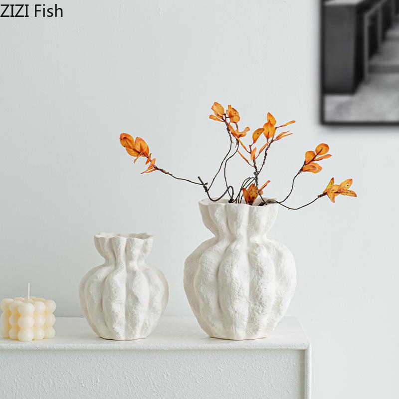 Flower Bud Ceramic Vase Desk Decoration Floral Arrangement Artificial Flowers Decorative Floral Vases Room Aesthetic Decor