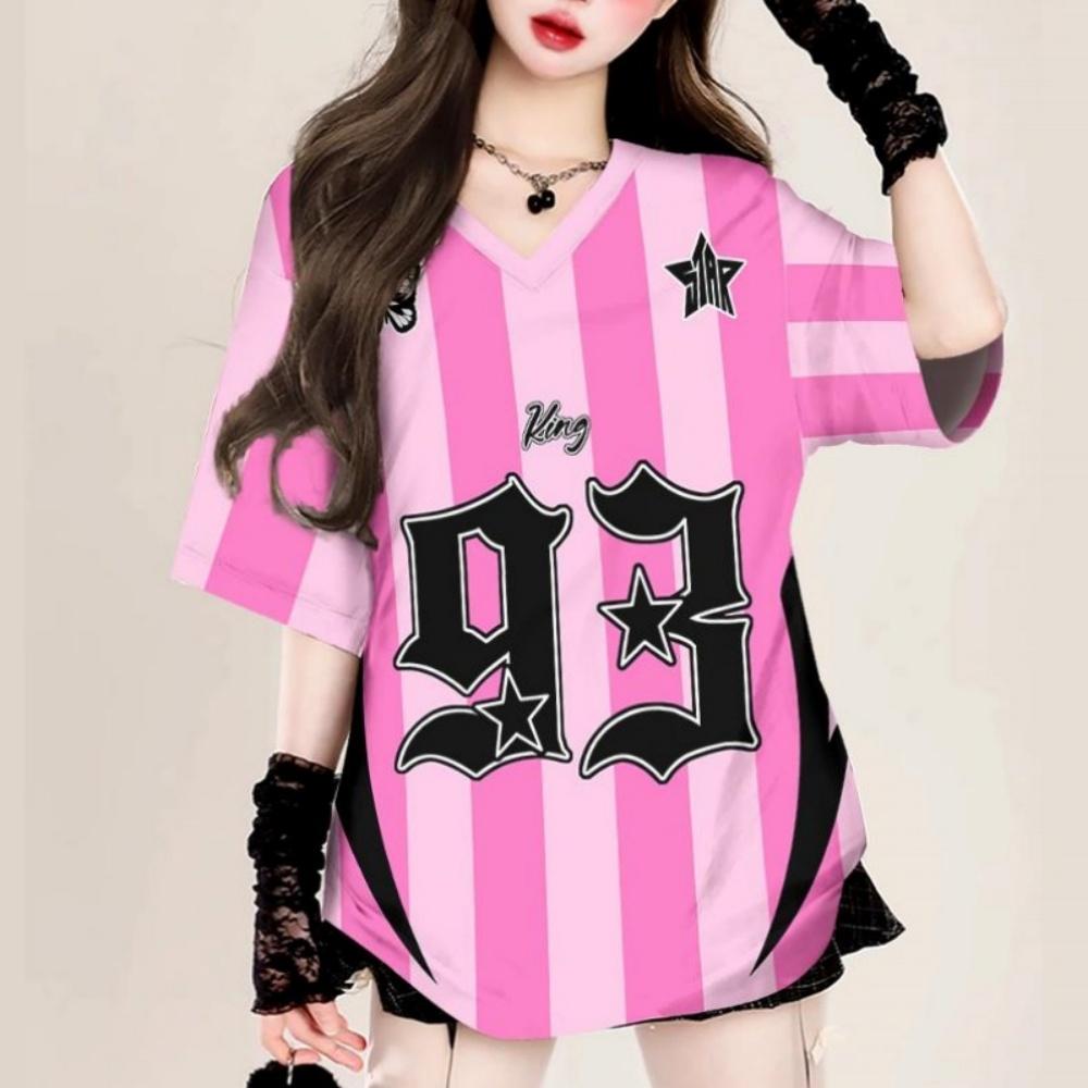 Fashion Summer Women's T-shirt V-NECK T-shirt Digital Printing T-shirts  Women's Clothes Sport Style Flat Cloth Ladies' Sexy Top