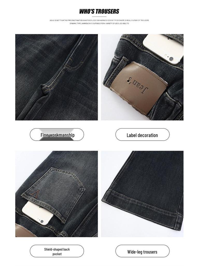 Herbst 2025 Mädchen Modische Bestickte Weitbeinjeans für Große Kinder