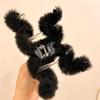 1PC Plush Grab Clip Black Elegant and Sweet Hairpin Plush Soft and Comfortable Simple Temperament Disc Hair Claw Clip Fashion Hair Accessories