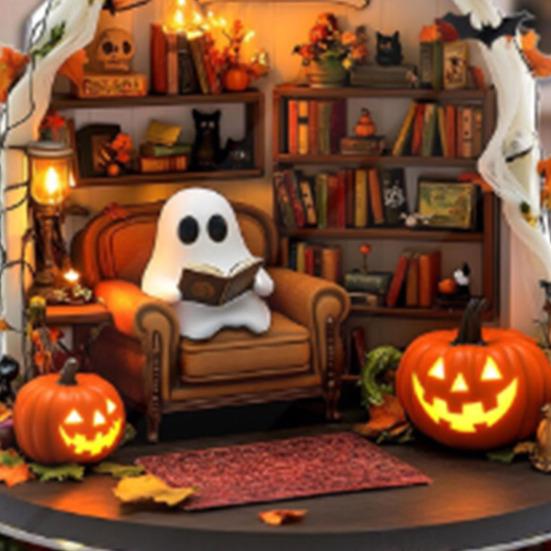 1 Pair Halloween Spooky Ornament Hanging Pendant Durable Construction Cartoon Ghost Design Versatile Home Decoration